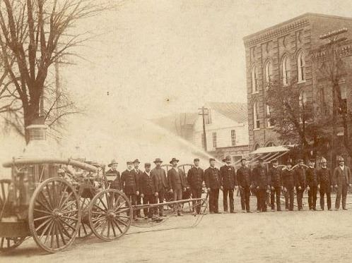 Steamer with Firefighters 1900s