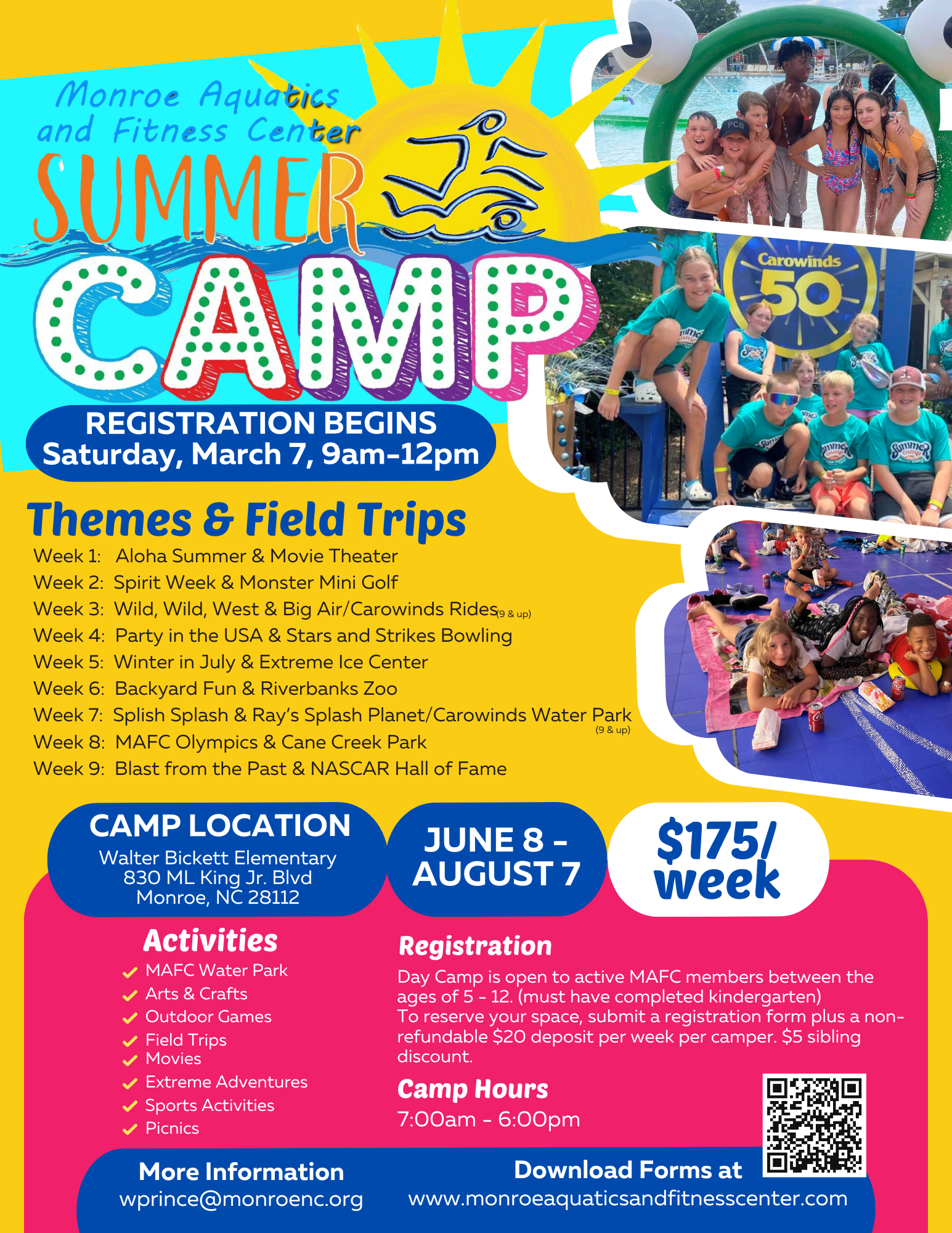 Registration for MAFC's Summer Camp begins on March 7. See more information on the summer camp pa