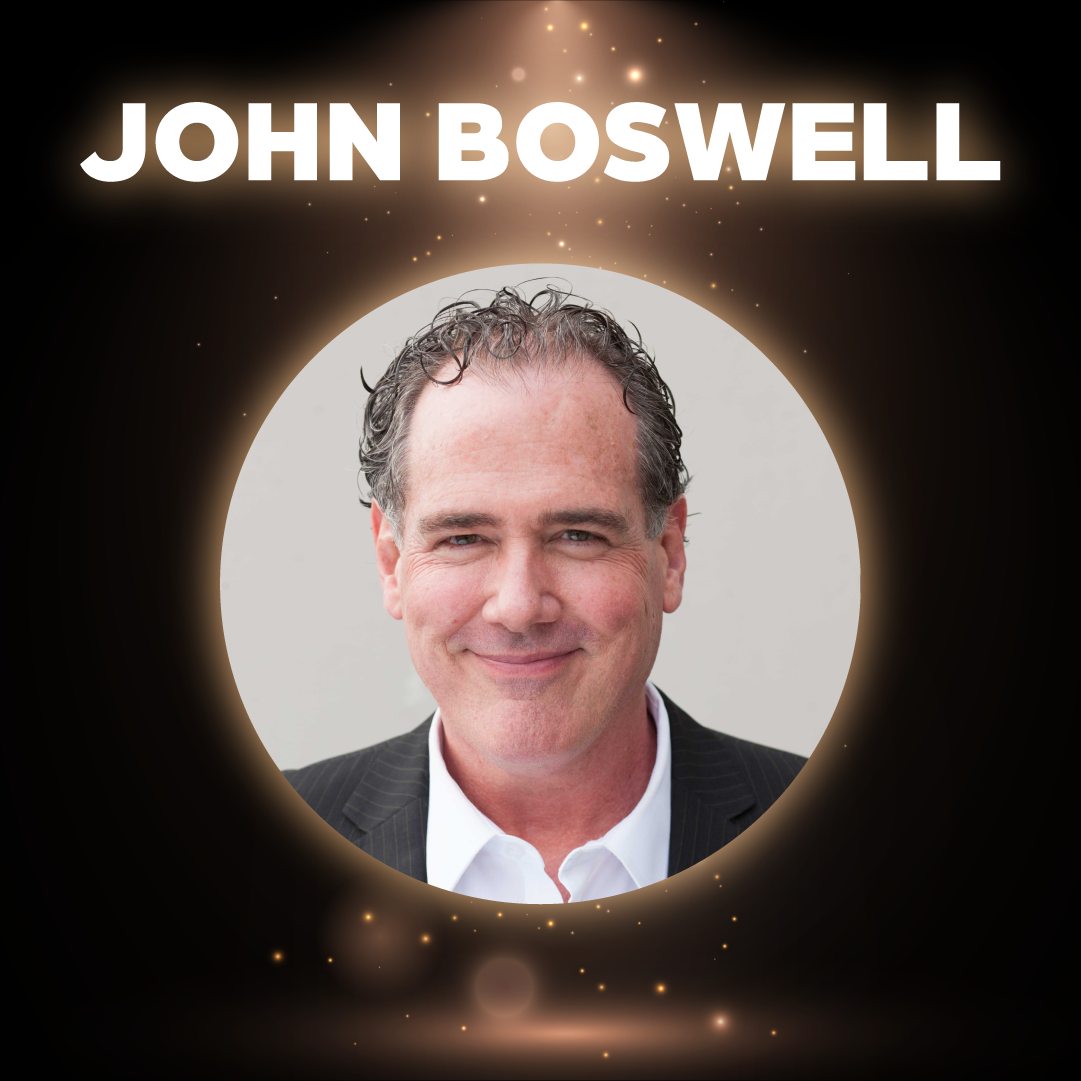 A circle with an image of John Boswell grinning.