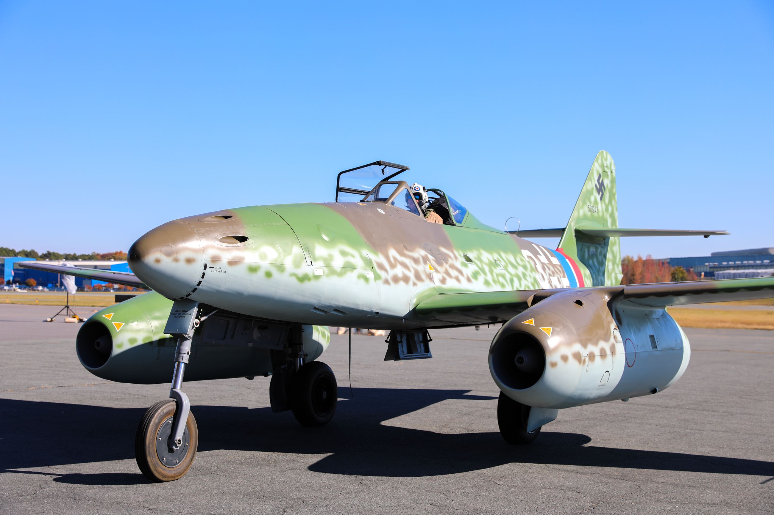 Messerschmitt ME 262 at KEQY ahead of Warbirds show (November 2025)