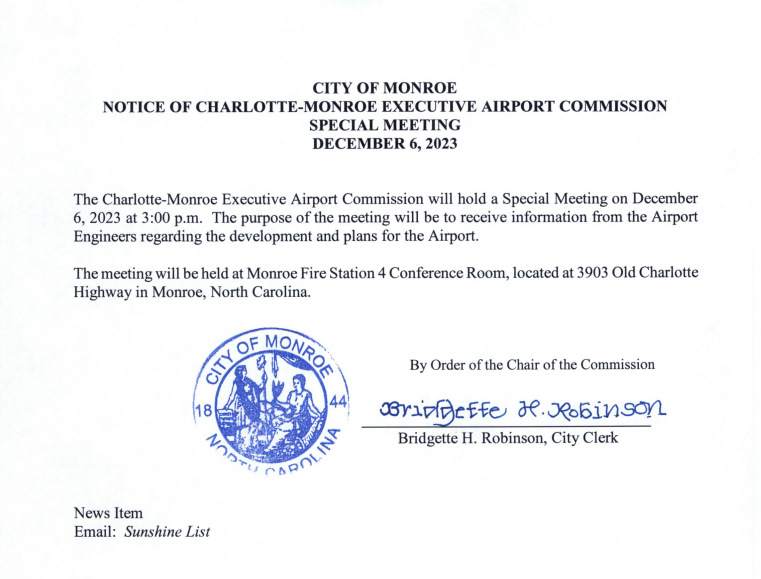 Airport Commission notice