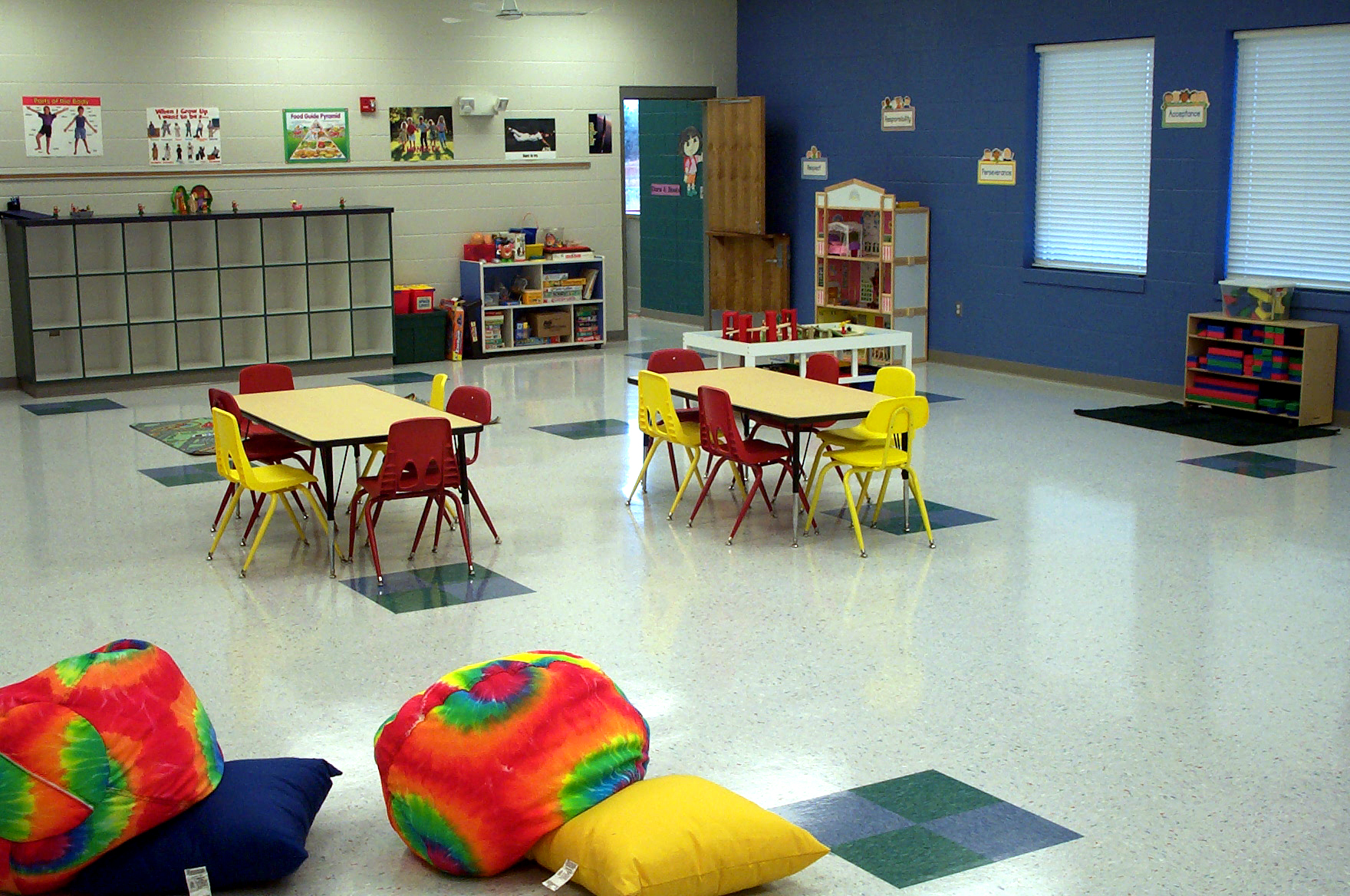 Activities in Kidz Connection childcare room.